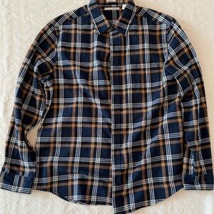 Blue and Brown Plaid Casual Button Down Shirt